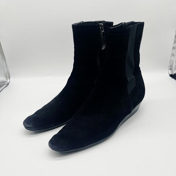 Prada Suede Chelsea Boots Zipper Leather Size 40 Black - Picture 2 of 10